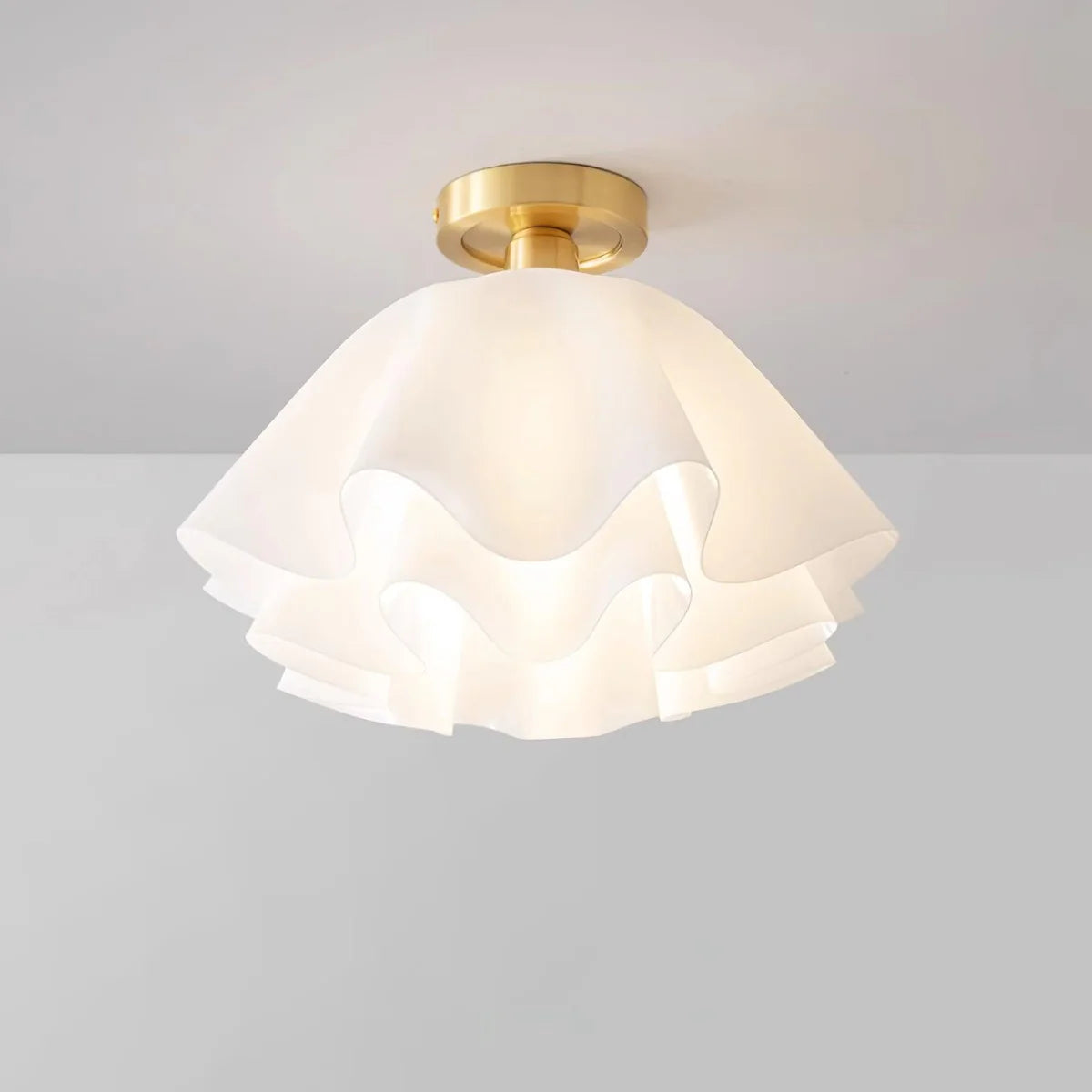 Flower Ceiling Light | Ruffled Shade Semi Flush For Bedroom Living Room