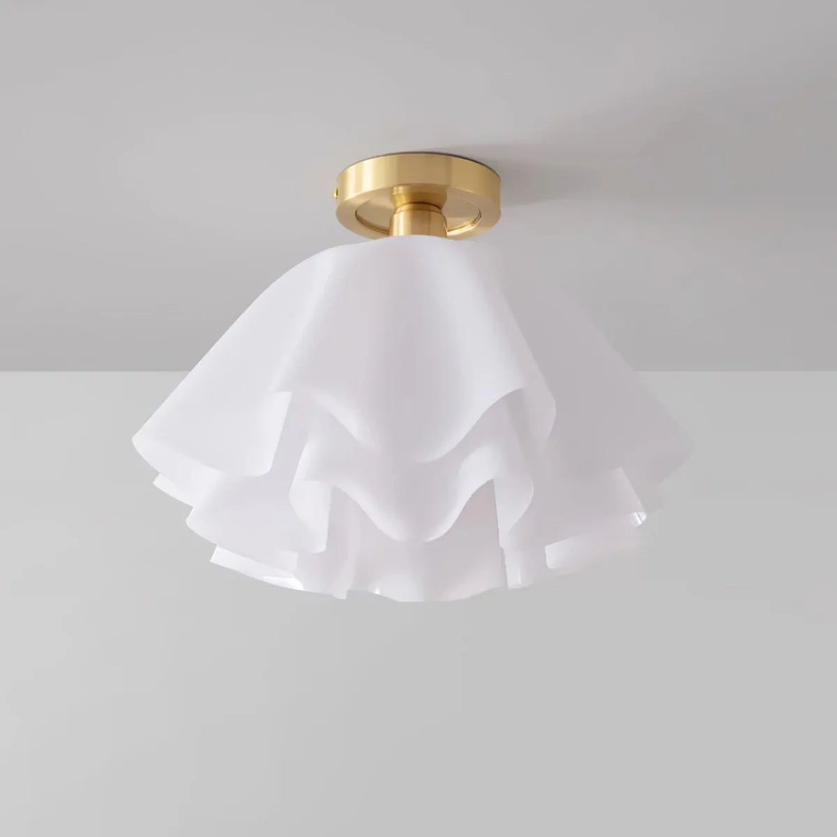 Flower Ceiling Light | Ruffled Shade Semi Flush For Bedroom Living Room