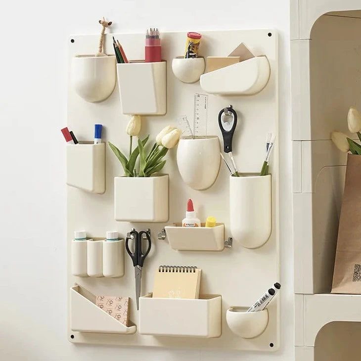 Wall Organiser Panel With Hooks And Pockets 68 x 52 cm