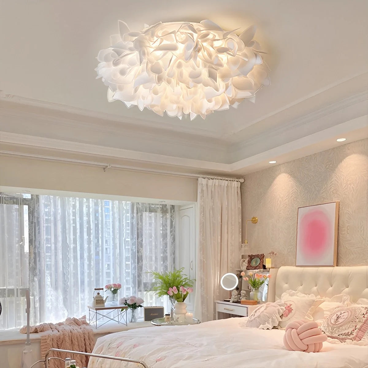 Flower Petal Ceiling Light | Flush Mount For Bedroom Hallway Entryway