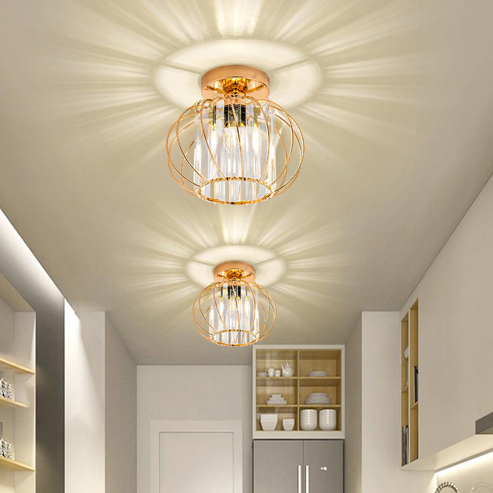 Modern Semi Flush Ceiling Light | Cage Design for Hallway Bedroom and Living Room