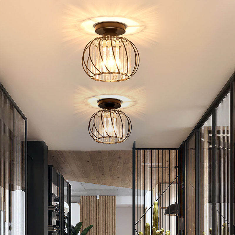 Modern Semi Flush Ceiling Light | Cage Design for Hallway Bedroom and Living Room
