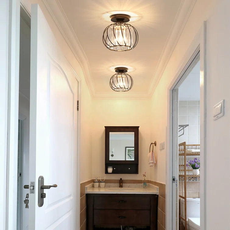 Modern Semi Flush Ceiling Light | Cage Design for Hallway Bedroom and Living Room