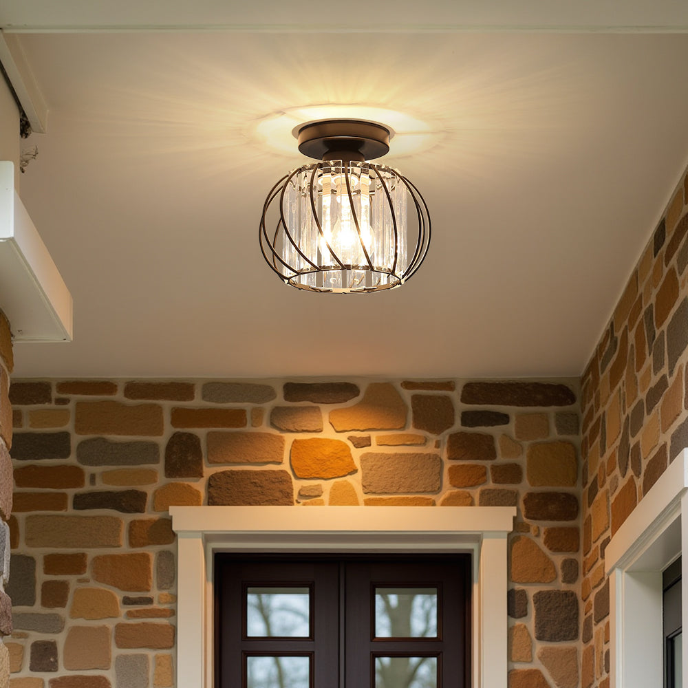 Modern Semi Flush Ceiling Light | Cage Design for Hallway Bedroom and Living Room