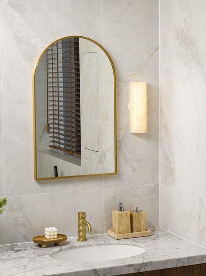 Alabaster Integrated LED Wall Sconce Fluted Shade Back