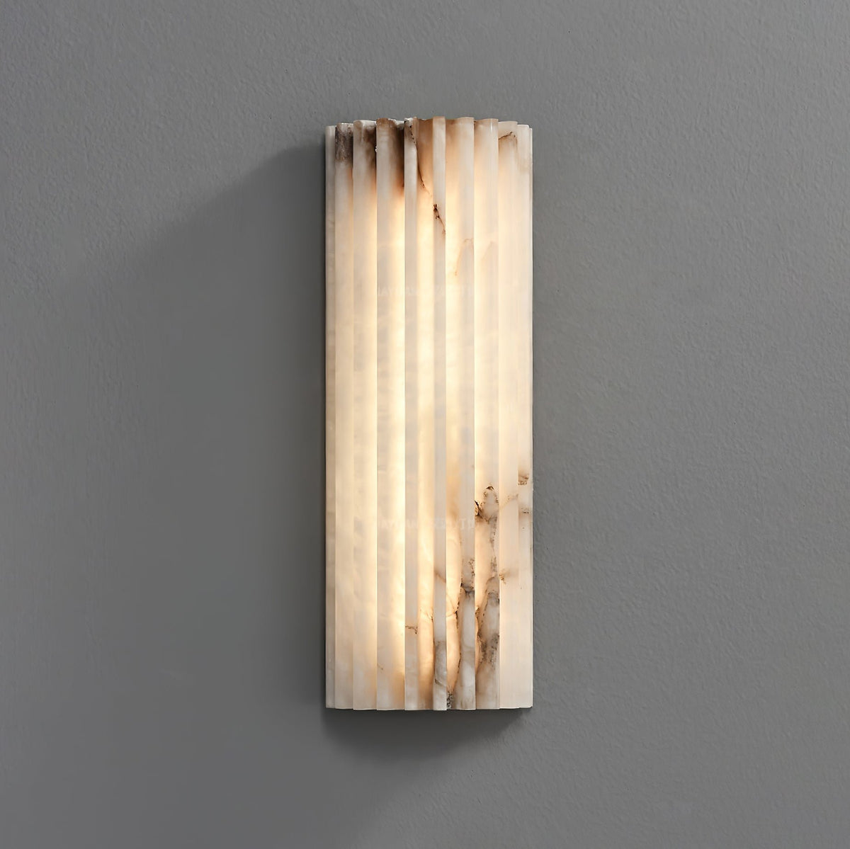 Alabaster Integrated LED Wall Sconce Fluted Shade Front