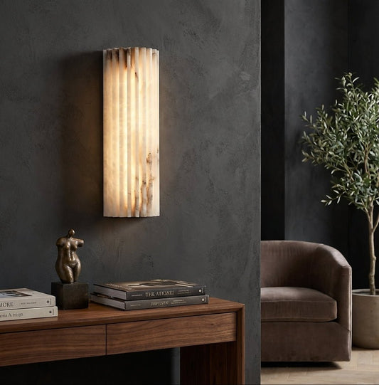 Alabaster Integrated LED Wall Sconce Fluted Shade Hero