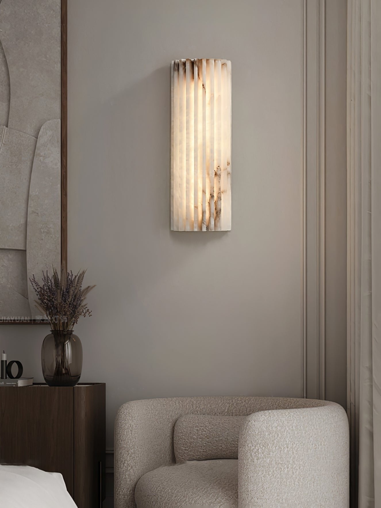 Alabaster LED Wall Lamp Fluted Rectangle Alternate