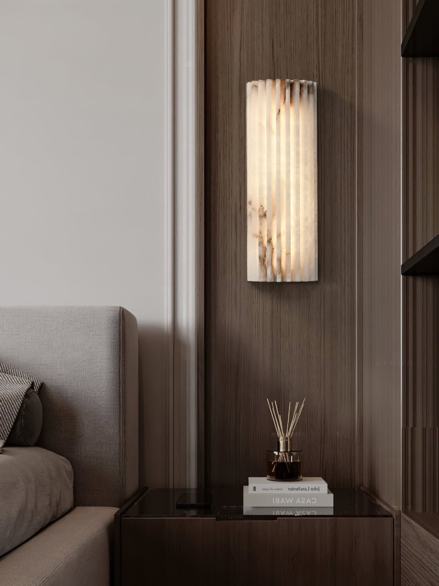 Alabaster LED Wall Lamp Fluted Rectangle View 11