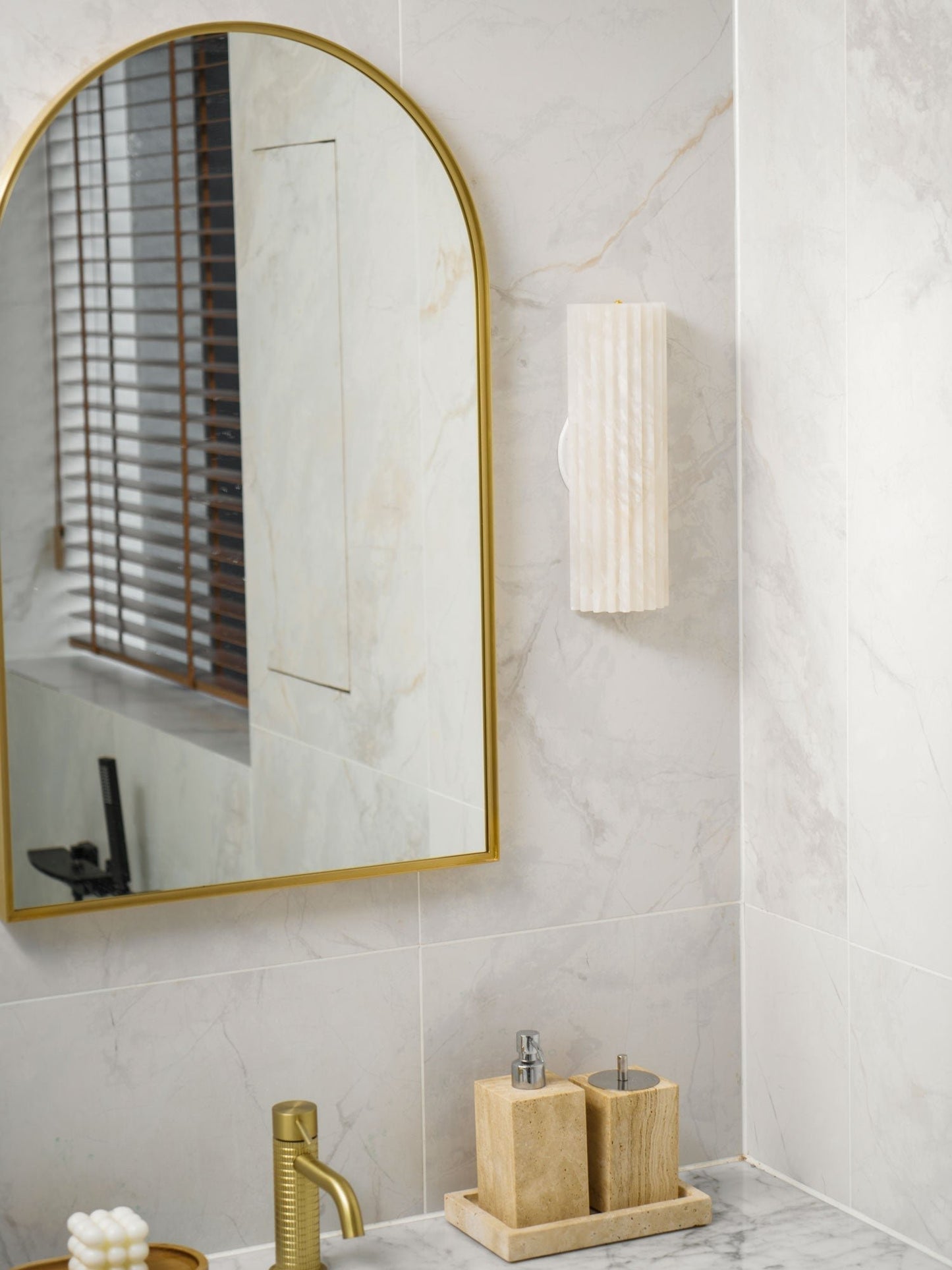 Alabaster LED Wall Lamp Fluted Rectangle View 20