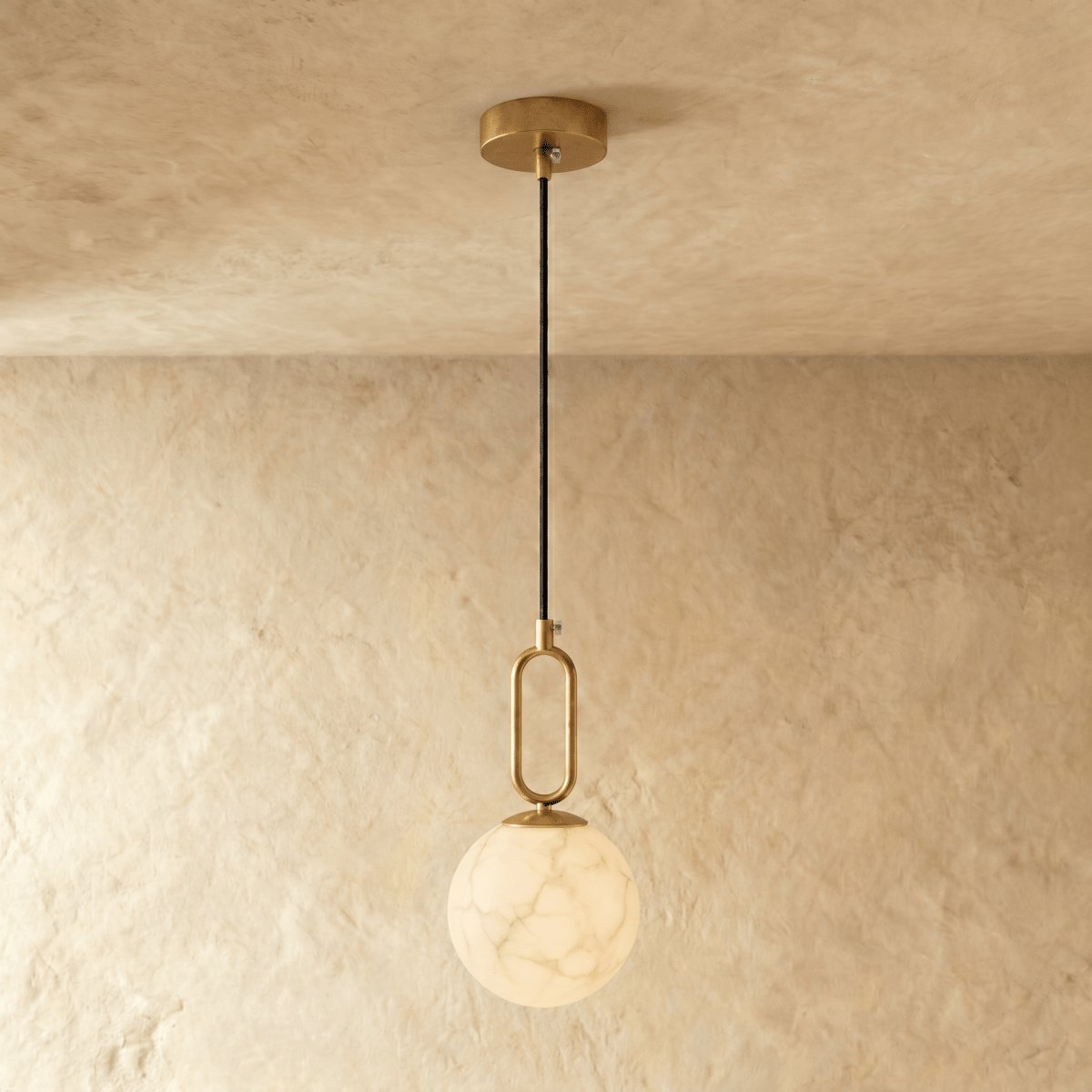 Alabaster Pendant Light Teardrop Oval Link Detail