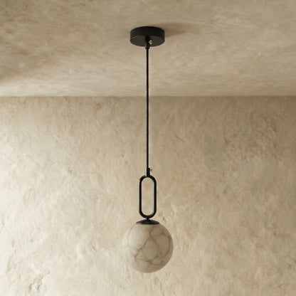Alabaster Pendant Light Teardrop Oval Link Front