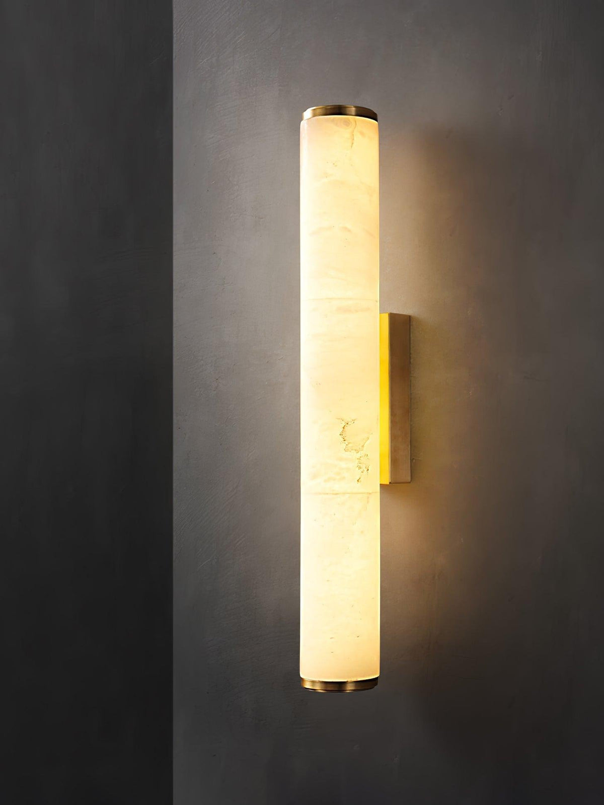 Alabaster Wall Sconce Cylindrical Tube Back