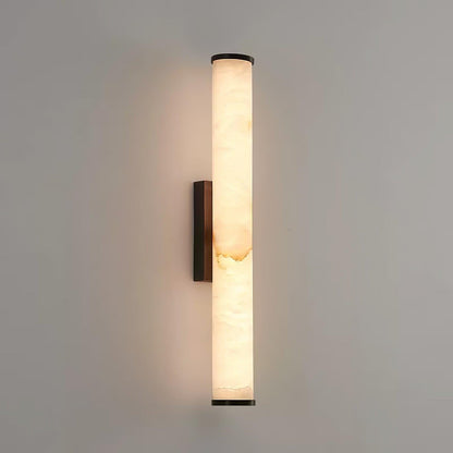 Alabaster Wall Sconce Cylindrical Tube Close Up
