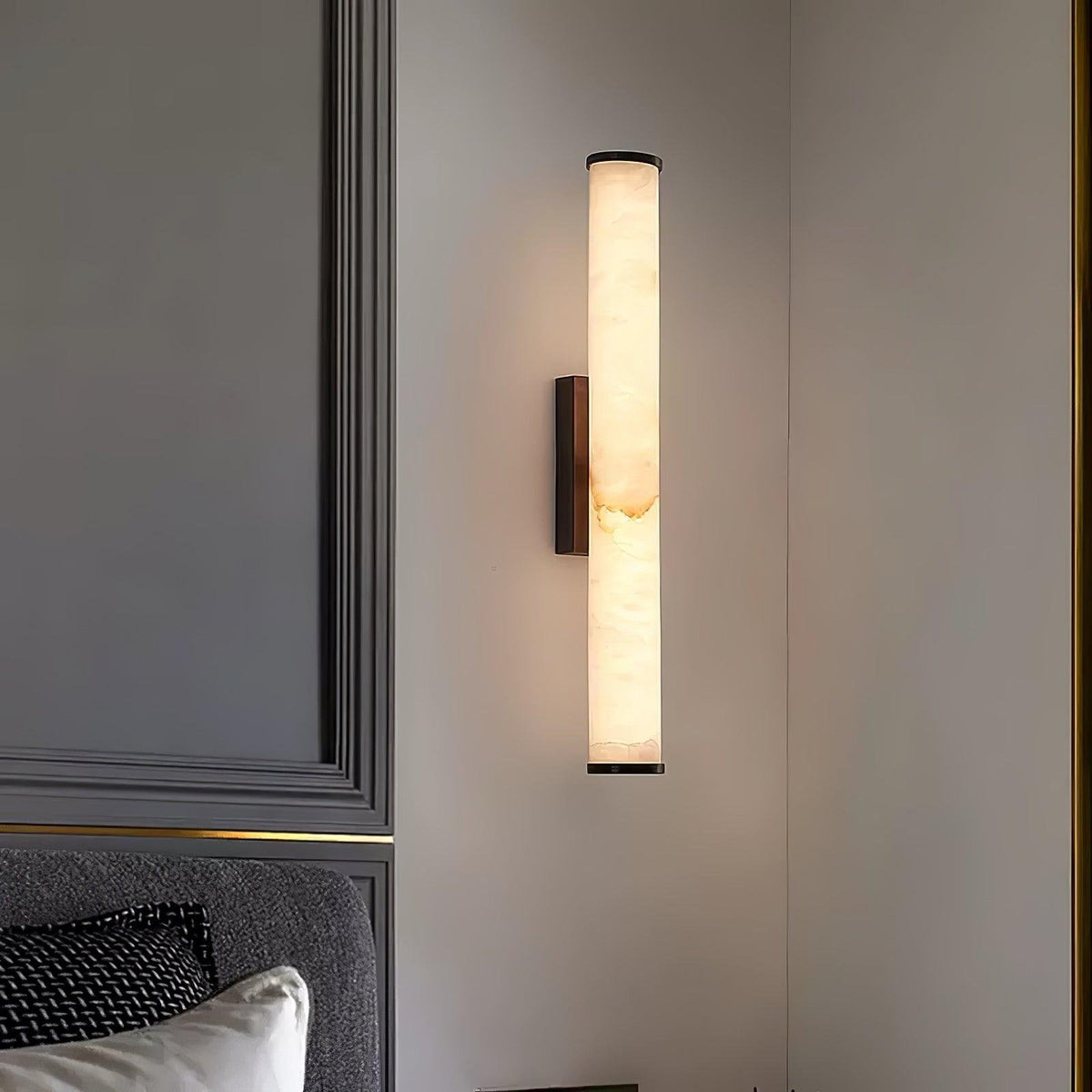 Alabaster Wall Sconce Cylindrical Tube Front