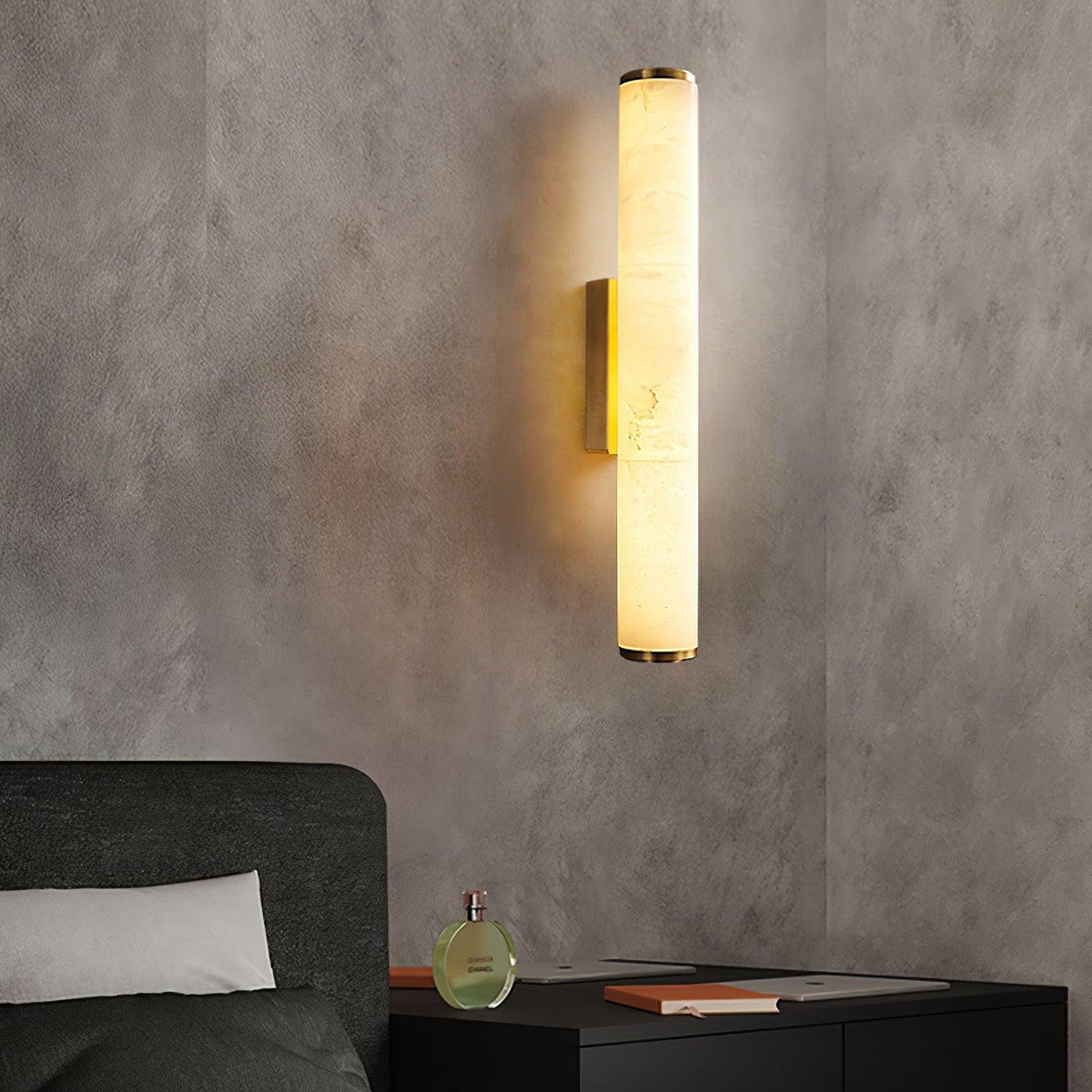 Alabaster Wall Sconce Cylindrical Tube Full