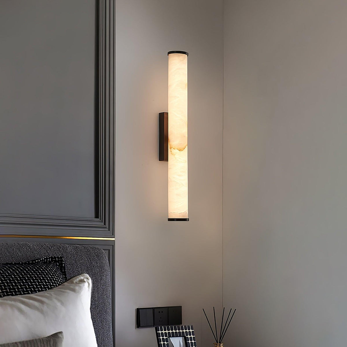 Alabaster Wall Sconce Cylindrical Tube Hero