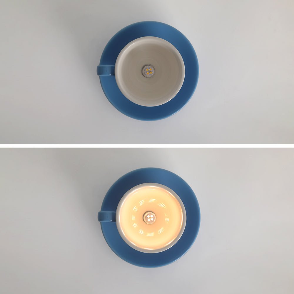 Aria Modern Coffee Cups Ceramic Flush Ceiling Lighting Angle