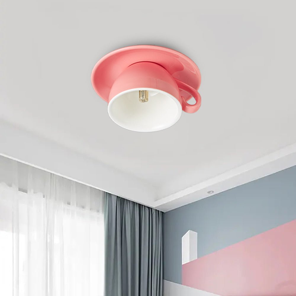 Aria Modern Coffee Cups Ceramic Flush Ceiling Lighting Back