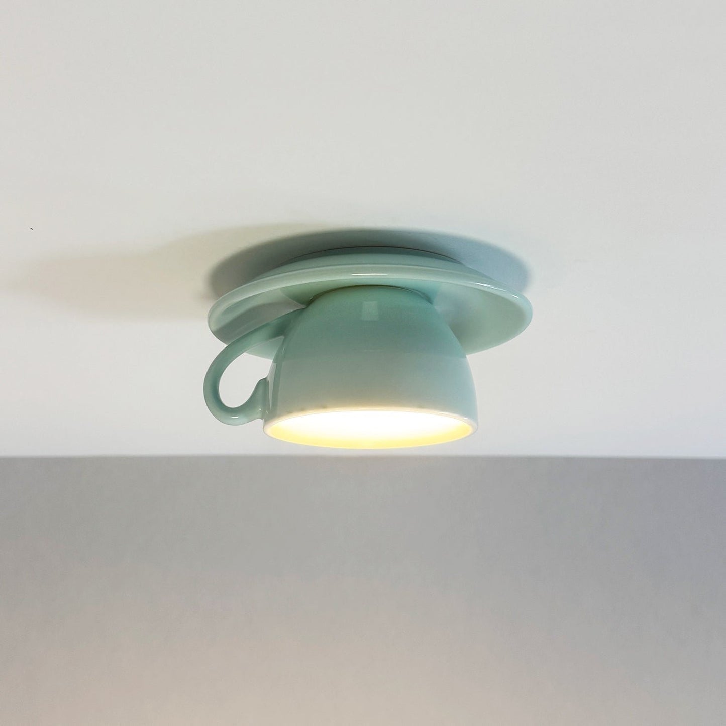Aria Modern Coffee Cups Ceramic Flush Ceiling Lighting Front