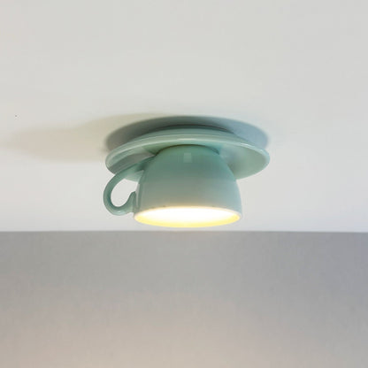 Aria Modern Coffee Cups Ceramic Flush Ceiling Lighting Front