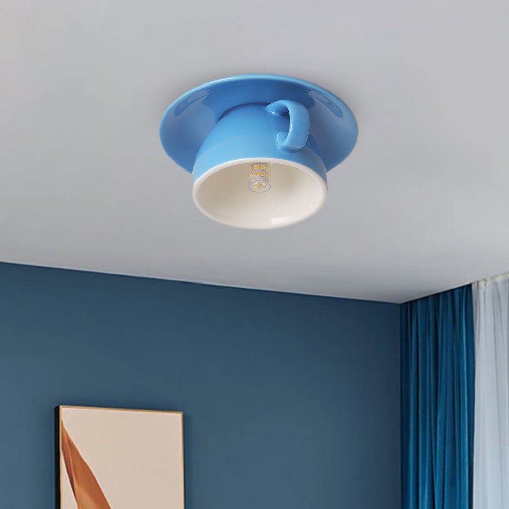 Aria Modern Coffee Cups Ceramic Flush Ceiling Lighting Lifestyle