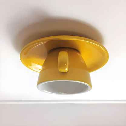 Aria Modern Coffee Cups Ceramic Flush Ceiling Lighting Side