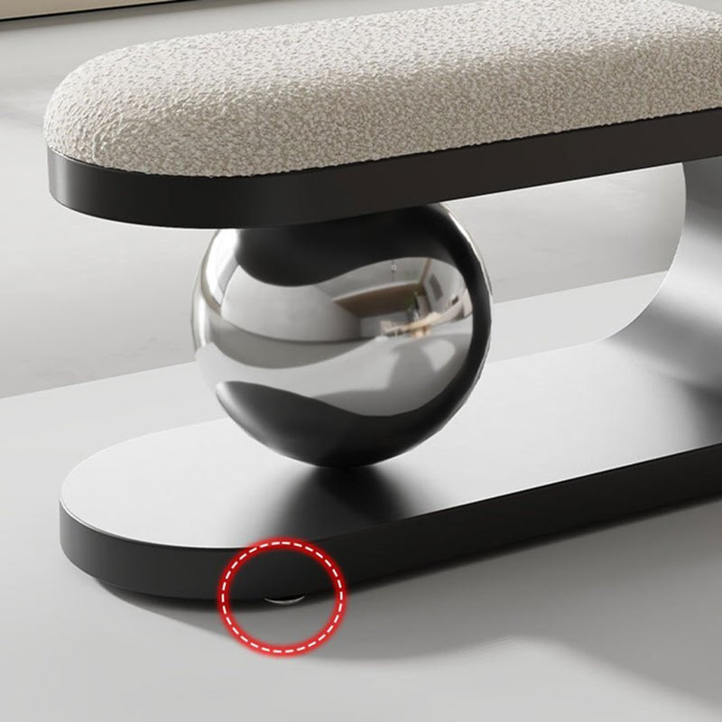 Art Deco Geometric Sherpa Bench Steel Orb Detail Angle