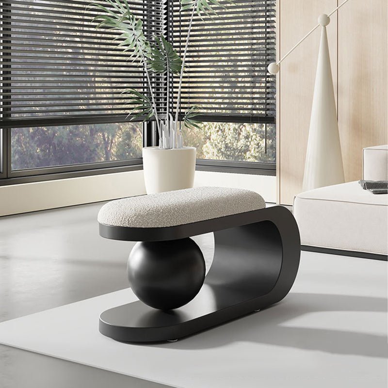 Art Deco Geometric Sherpa Bench Steel Orb Detail Detail
