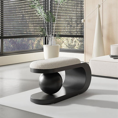 Art Deco Geometric Sherpa Bench Steel Orb Detail Detail