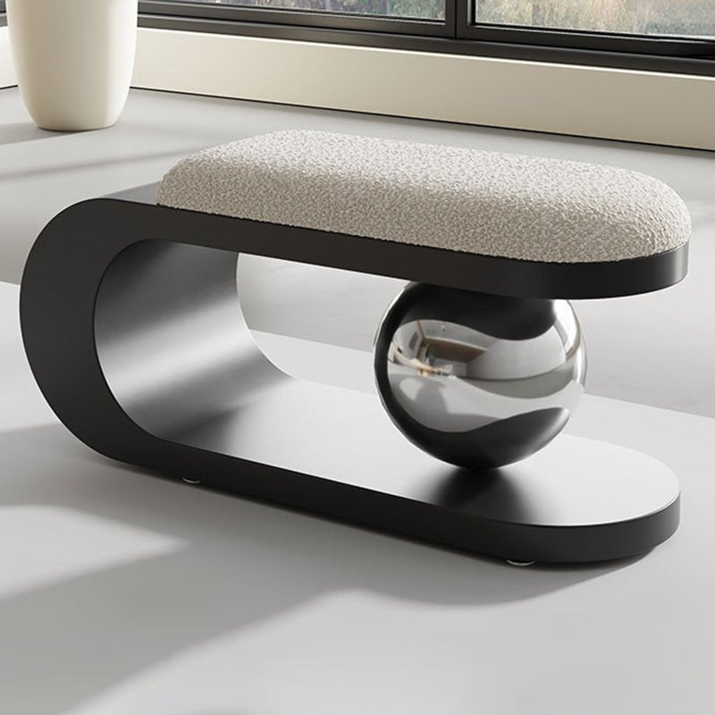 Art Deco Geometric Sherpa Bench Steel Orb Detail Front