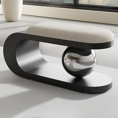 Art Deco Geometric Sherpa Bench Steel Orb Detail Front