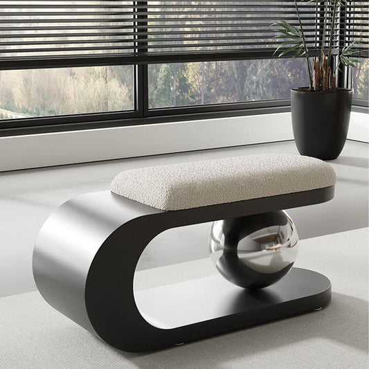 Art Deco Geometric Sherpa Bench Steel Orb Detail Hero