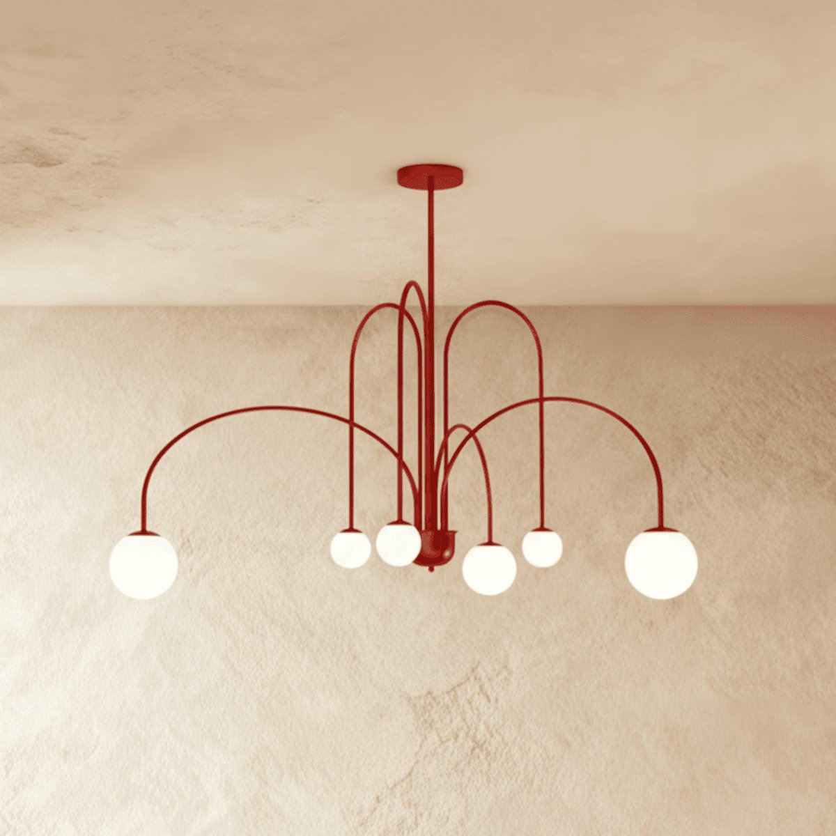 Art Deco Iron Chandelier Opal Glass Arched Arms Back