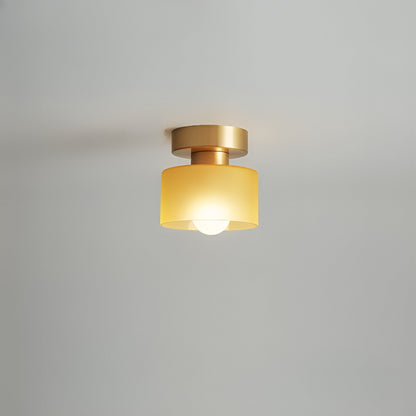 Bauhaus Geometric Alabaster Semi-Flush Ceiling Light Drum Alternate