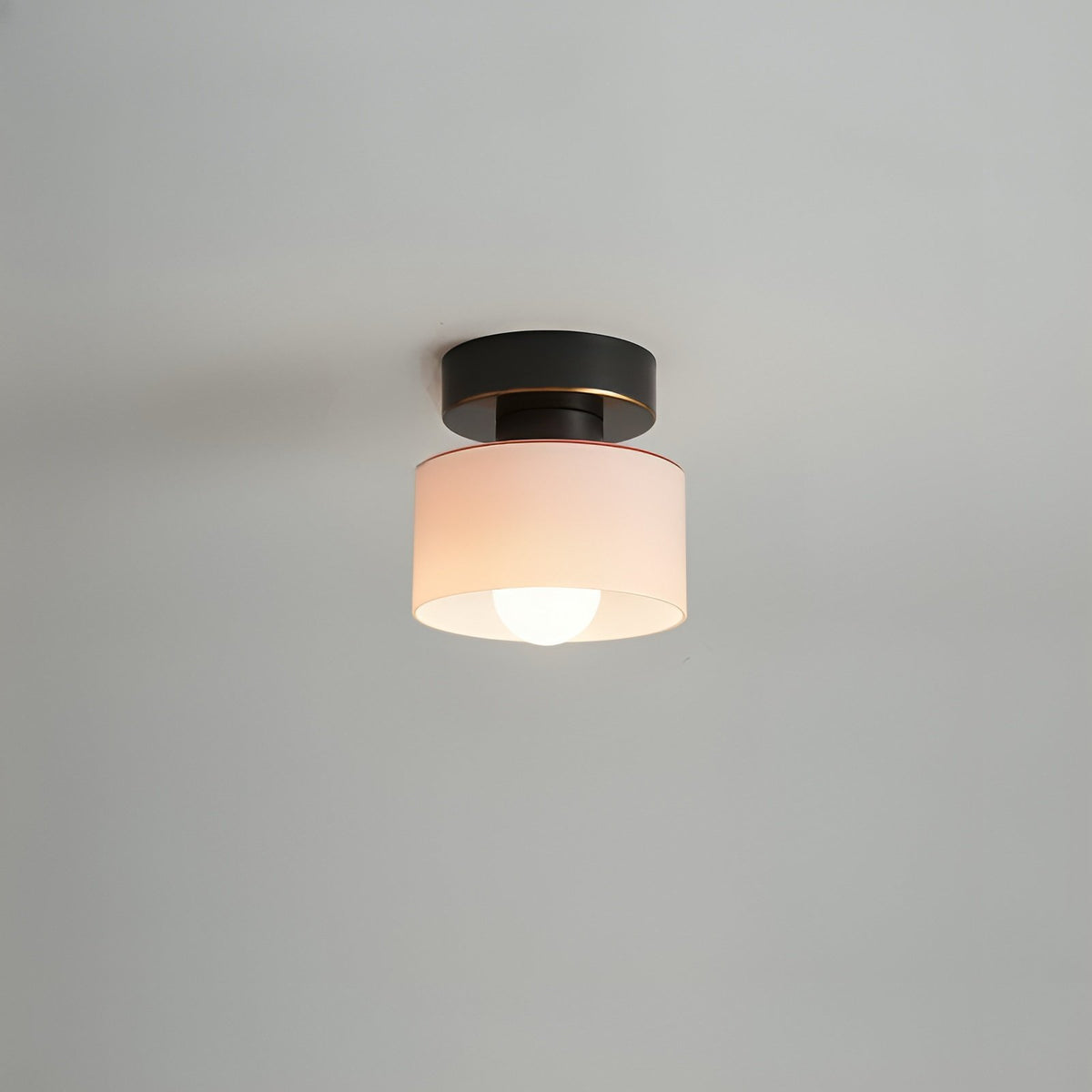 Bauhaus Geometric Alabaster Semi-Flush Ceiling Light Drum Angle