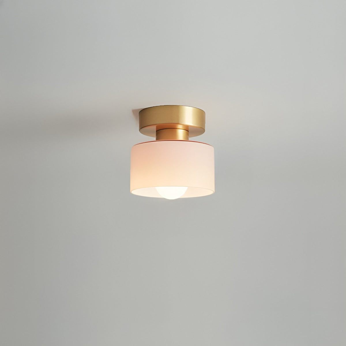 Bauhaus Geometric Alabaster Semi-Flush Ceiling Light Drum Close Up