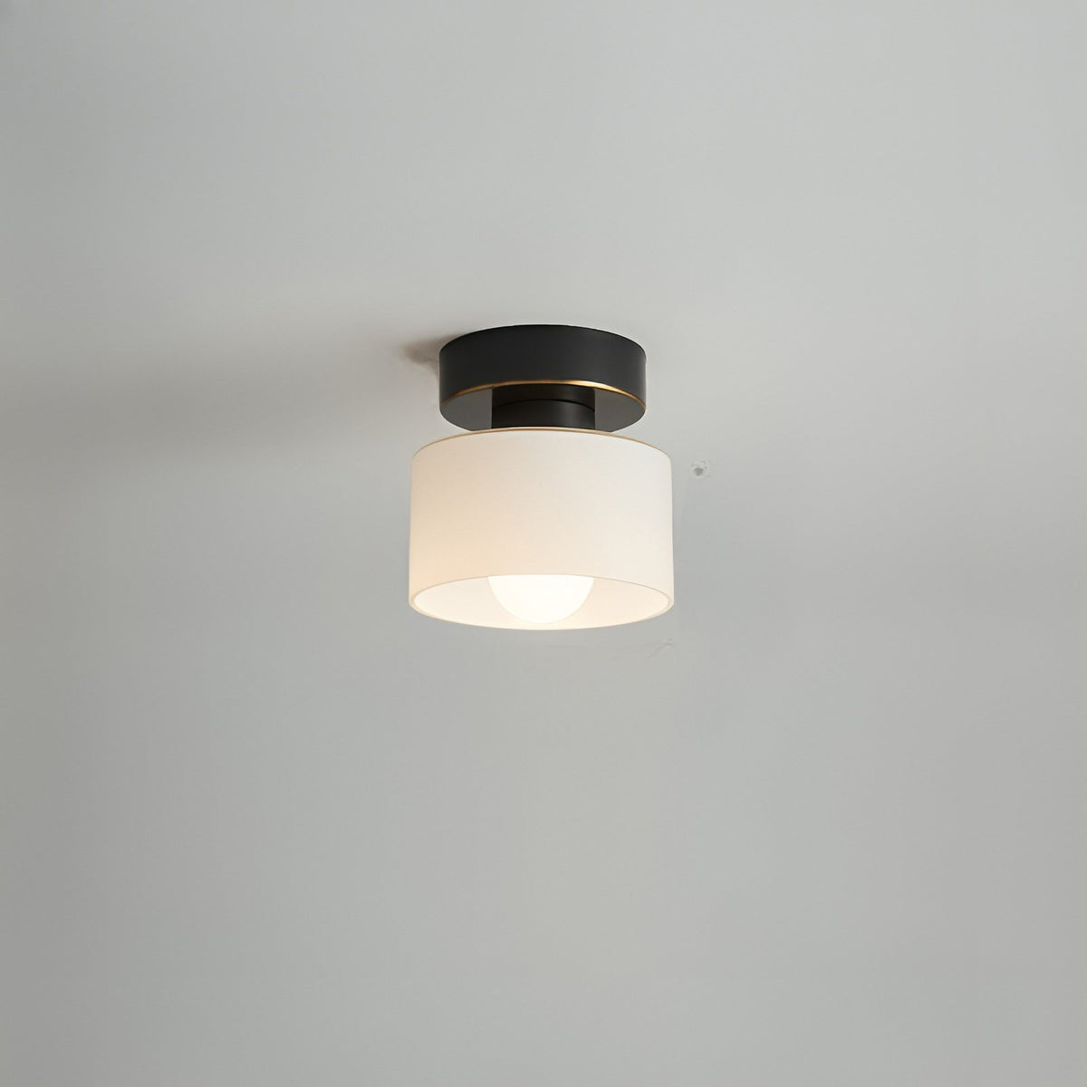 Bauhaus Geometric Alabaster Semi-Flush Ceiling Light Drum Front