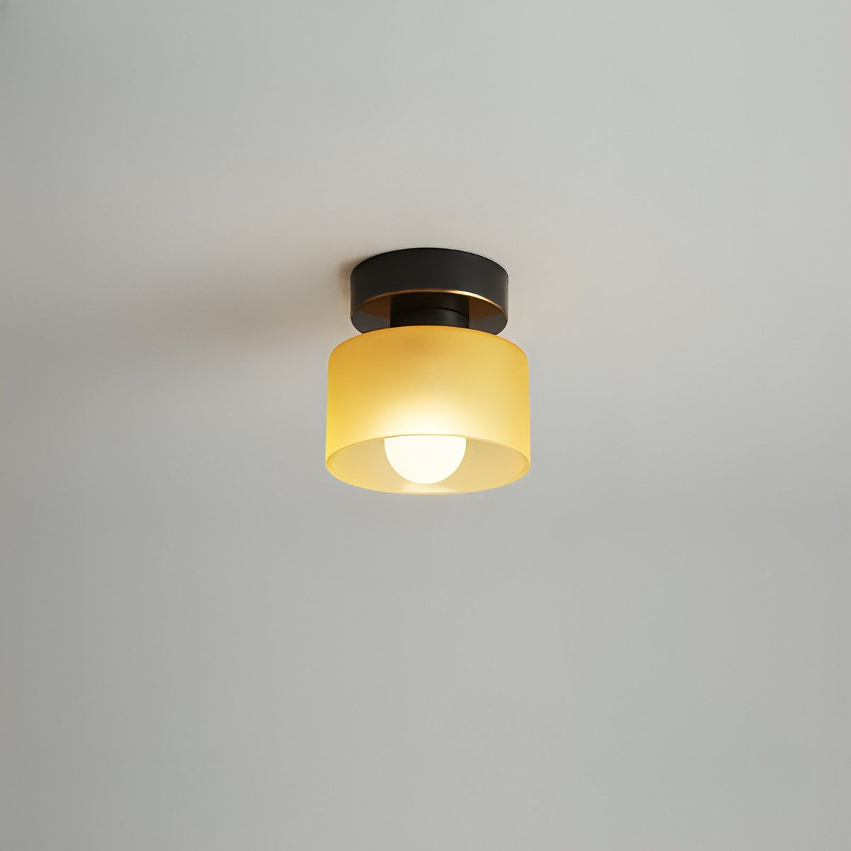 Bauhaus Geometric Alabaster Semi-Flush Ceiling Light Drum Full