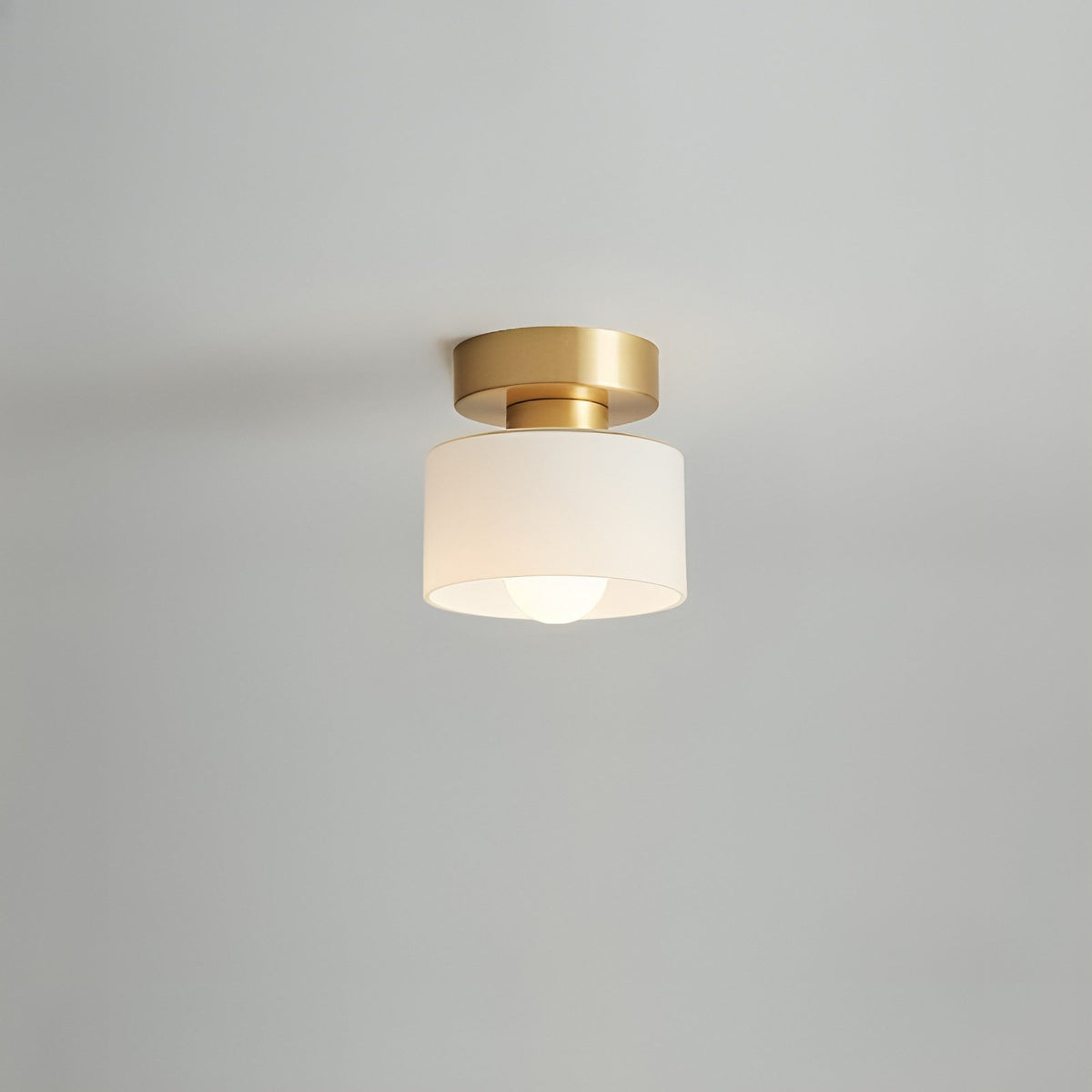 Bauhaus Geometric Alabaster Semi-Flush Ceiling Light Drum Lifestyle