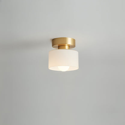 Bauhaus Geometric Alabaster Semi-Flush Ceiling Light Drum Lifestyle