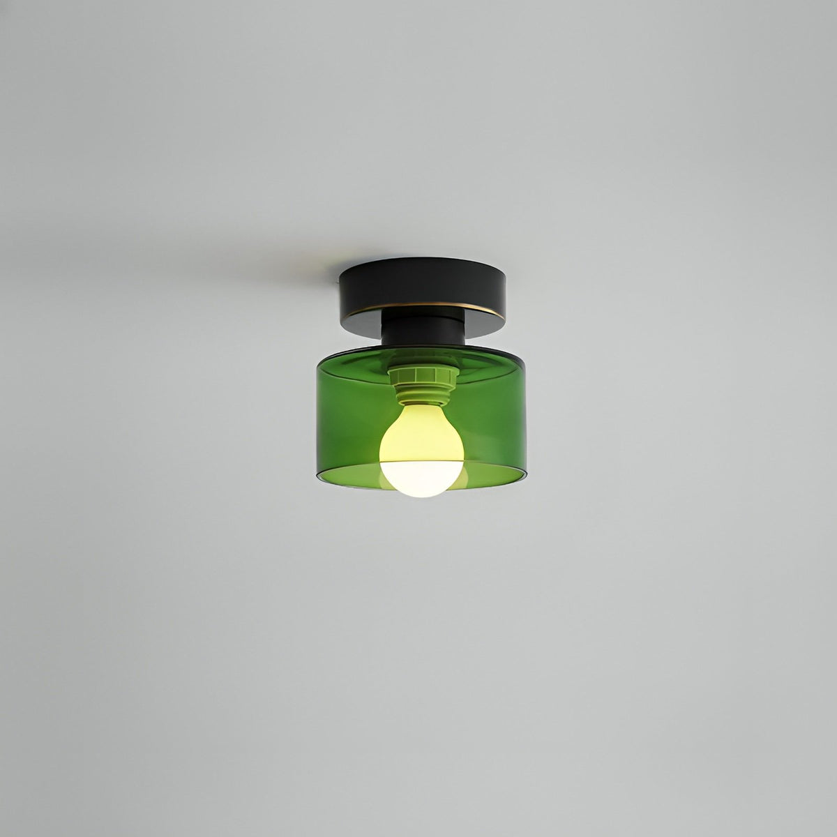 Bauhaus Geometric Alabaster Semi-Flush Ceiling Light Drum View 11