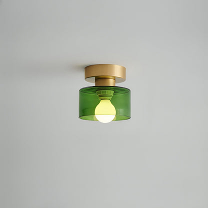 Bauhaus Geometric Alabaster Semi-Flush Ceiling Light Drum View 12