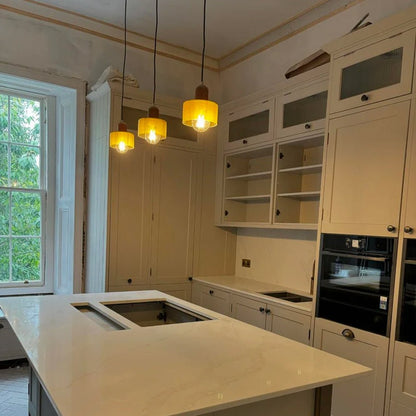 Bauhaus Small Glass Art Pendant Light For Kitchen Island Close Up