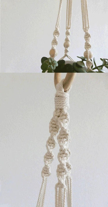 Bohemian Woven Cotton Macramé Hanging Planter Twisted Rope Alternate