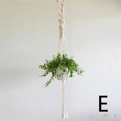 Bohemian Woven Cotton Macramé Hanging Planter Twisted Rope Full