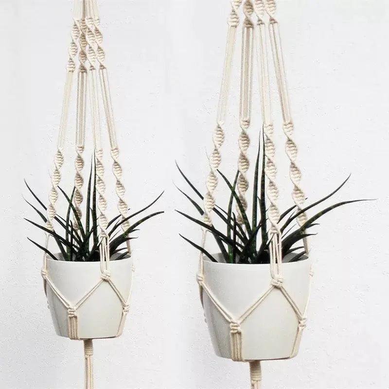 Bohemian Woven Cotton Macramé Hanging Planter Twisted Rope Lifestyle