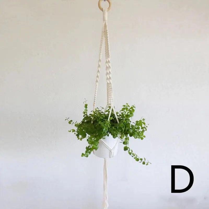 Bohemian Woven Cotton Macramé Hanging Planter Twisted Rope Side