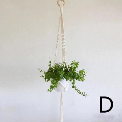 Bohemian Woven Cotton Macramé Hanging Planter Twisted Rope Side