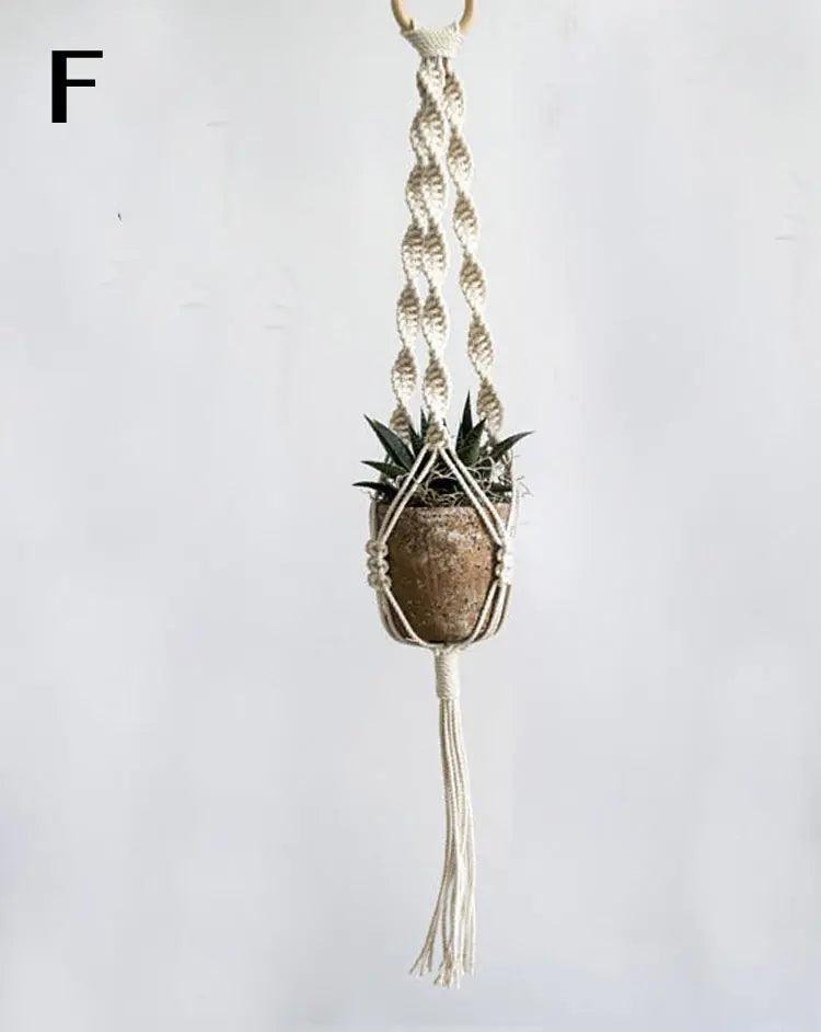 Bohemian Woven Cotton Macramé Hanging Planter Twisted Rope View 11